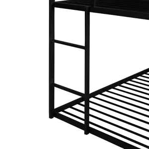Bunk Beds For Kids Twin Over Twin, House Bunk Bed Metal Bed Frame Built-In Ladder, No Box Spring Nee
