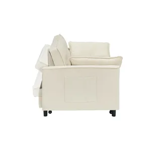 Modern Velvet Sofa, Sofa Pull-Out Bed, Small Love Seat Casual Sofa With Back, With Pillow, Pockets, 