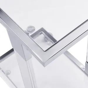 Glass Side Table, Acrylic End Table, Glass Top C Shape Square Table With Metal Base For Living Room,