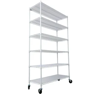 20\" 6 Tier 6000Lbs Capacity Nsf Metal Shelf Wire Shelving Unit, Heavy Duty Adjustable Storage Rack 