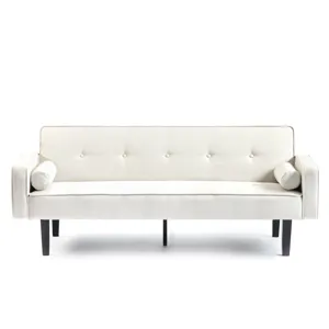 Futon Sofa Bed Convertible Couch Bed With Armrests Modern Living Room Linen Sofa Bed, Folding Reclin