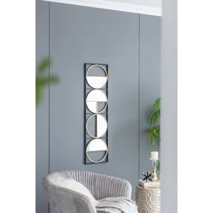 Eclectic Styling Metal Beaded Wall Mirror With Contemporary Design For Bedroom, Liveroom - Golden Bl