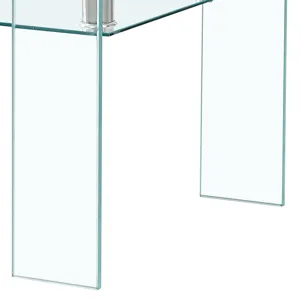 Rectangle Clear Glass Coffee Table, Modern Glass Coffee Table For Living Room, 2 Tier Storage Center