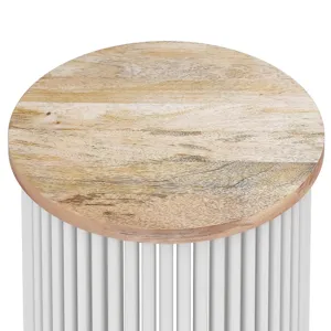 Demy - Metal and Wood Accent Table - Natural / White