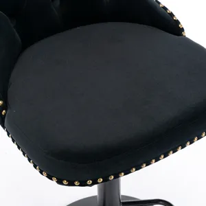 Swivel Velvet Barstools Adjusatble Seat Height, Modern Upholstered Bar Stools With Backs Comfortable
