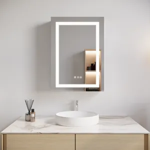 26X20\" Bathroom Medicine Cabinet With LED Mirror, Anti-Fog, Waterproof, 3000K~6000K Single Door Lig