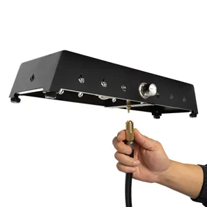 28\" Tabletop Fire Pit, Propane Gas Fire Pit With Quick Connect Joint, Glass Wind Guard And Lava Roc