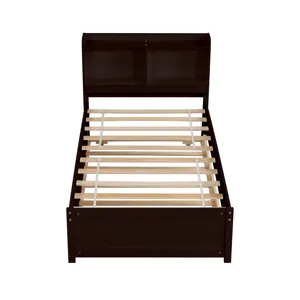Twin Bed With Trundle, Bookcase - Espresso