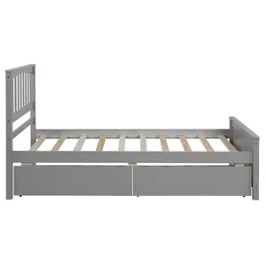 Twin Size Platform Bed With Two Drawers - Gray