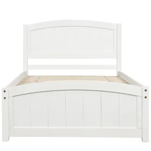 Twin Platform Bed With Headboard, Footboard And Wood Slat Support - White