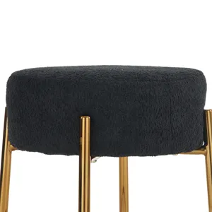 Round Bar Stools (Set of 2), Contemporary Upholstered Dining Stools For Kitchens, Coffee Shops And B