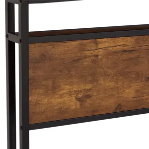 Queen Size Metal Platform Bed Frame With Wooden Headboard And Footboard With USB Liner, LED Lights, 