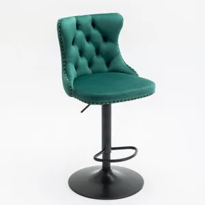 Swivel Velvet Barstools Adjusatble Seat Height, Modern Upholstered Bar Stools With Backs Comfortable