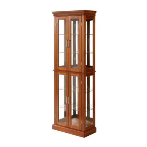 Curio Cabinet Lighted Curio Diapaly Cabinet With Adjustable Shelves And Mirrored Back Panel, Tempere