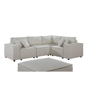 Melrose - Modular Sectional Sofa With Ottoman - Beige Linen