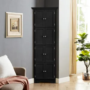 Tall Storage Cabinet With Doors And 4 Shelves For Living Room, Kitchen, Office, Bedroom, Bathroom, M