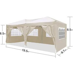 10\'X20\' Ez Pop Up Canopy Outdoor Portable Party Folding Tent With 6 Removable Sidewalls + Carry Ba