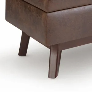 Owen - Small Rectangular Storage Ottoman - Distressed Chestnut Brown