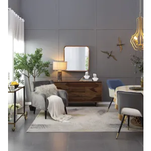 Square Mirror With Wood Frame, Wall Mirror For Living Room Bathroom Entryway - Brown