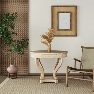 Curved Legs Farmhouse Style Small Size Round Dining Table End Table Side Table Coffee Table For Dine