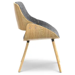 Malden - Bentwood Dining Chair with Wood Back - Grey / Light Brown