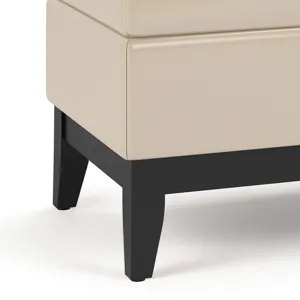 Oregon - Storage Ottoman Bench with Tray - Satin Cream