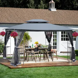 Outdoor Patio Gazebo Canopy Tent With Ventilated Double Roof And Mosquito Net (Detachable Mesh Scree