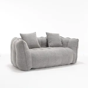 Soft Beanbag Chair With High Resilience Foam Core For Two People - Gray