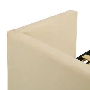 Twin Size Upholstered Daybed With Pop Up Trundle - Beige