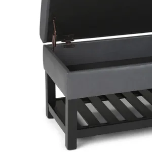 Cosmopolitan - Storage Ottoman Bench with Open Bottom - Stone Grey