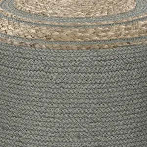 Serena - Round Braided Pouf - Dove Grey