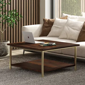 Skyler - Square Coffee Table - Dark Brown / Gold