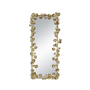 Stella Full Length Mirror With Leaf Accents, Floor Miiror For Living Room Bedroom - Golden