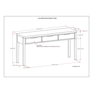 Hollander - Wide Console Table - Warm Walnut Brown