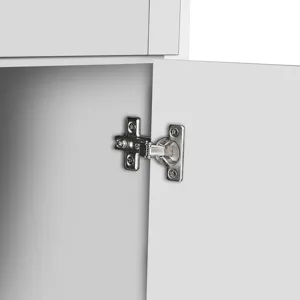 Tall Storage Cabinet With 8 Doors And 4 Shelves, Wall Storage Cabinet For Living Room, Kitchen, Offi