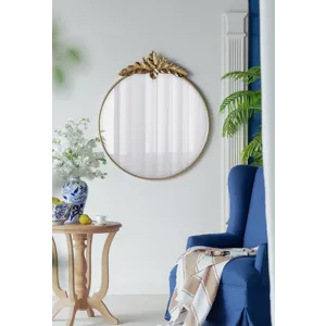 Large Round Wall Mirror With Metal Frame, Circle Accent Mirror For Living Room Bedroom Entryway - Go