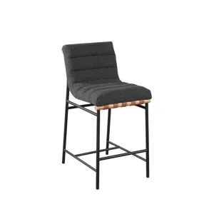 Lahni - 17.Boucle Fabric Counter Height Chair - Dark Gray