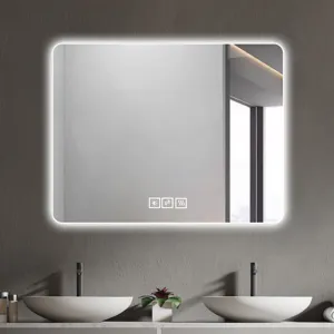 28\" Bathroom Mirror With LED Lights Front And Backlit, Anti-Fog Lighted Vanity Mirrors For Wall Mou
