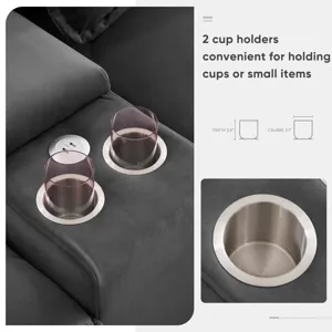 Modern U Shaped Sofa With Console, Cupholders And USB Ports, 6 Seat Upholstered Symmetrical Indoor F