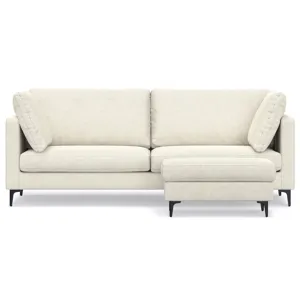 Ava - 90\" Mid Century Sofa with Ottoman Set - Cream