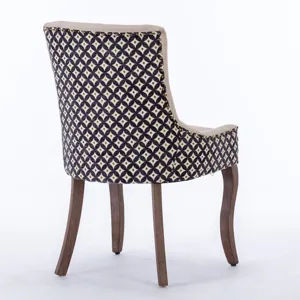 Ultra Side Dining Chair, Thickened Fabric Chairs With Neutrally Toned Solid Wood Legs, Bronze Nail H