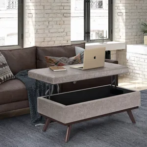 Owen - Lift Top Large Coffee Table Storage Ottoman - Distressed Grey
