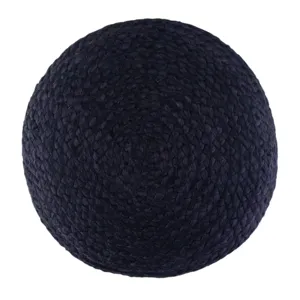 Lydia - Round Pouf - Navy / Natural