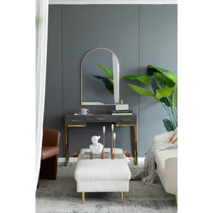 Arched Accent Mirror With Metal Frame For Bathroom, Bedroom, Entryway Wall - Gold