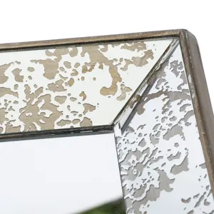 Antique Silver Square Mirror With Floral Accents, Decorative Display Tray, Hanging Mirror, Tradition