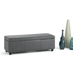 Avalon - Storage Ottoman Bench - Stone Grey