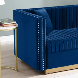 Contemporary Vertical Channel Tufted Sofa Modern Upholstered Couch For Living Room With 2 Pillows - 