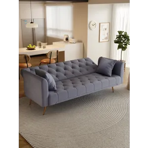 Convertible Double Folding Living Room Sofa Bed - Gray