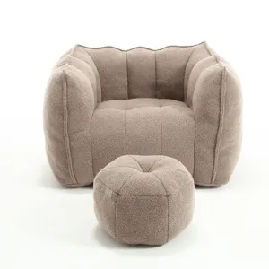 Soft Bean Bag Chair With High Resilient Foam (Chips) - Coffee