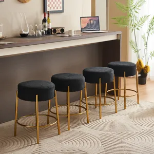 Round Bar Stools (Set of 2), Contemporary Upholstered Dining Stools For Kitchens, Coffee Shops And B